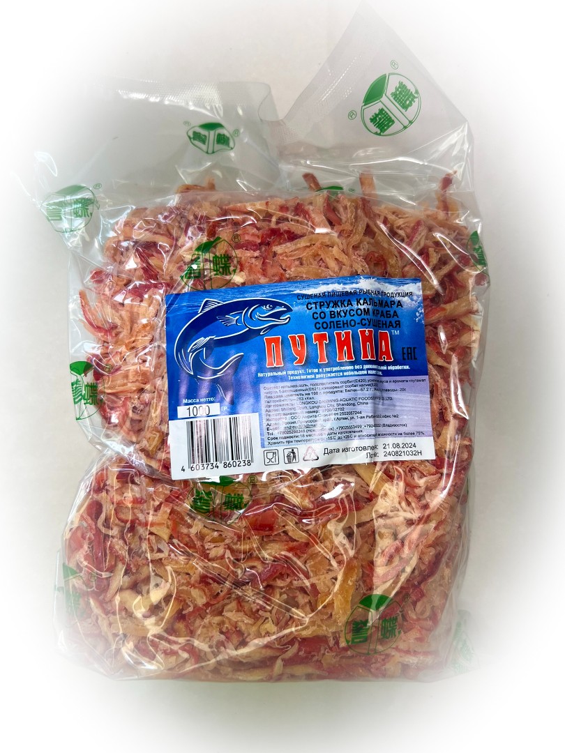 Кальмар стружка со вкусом краба "Розовая" (ПУТИНА) в Железнодорожном